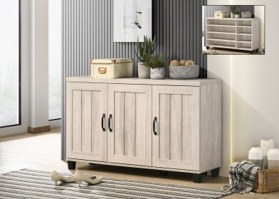 Corby 45" Dusty Gray Oak Finish 3-Door Shoe Cabinet