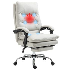 Vinsetto Microfibre Executive Massage Office Chair, Computer Desk Chair, Heated Reclining Chair with Footrest, Double-tier Padding, Swivel Wheels