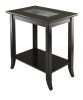 Genoa Rectangular End Table with Glass Top and shelf