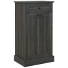 HOMCOM Kitchen Tilt Out Trash Bin Cabinet Free Standing Recycling Cabinet Trash Can Holder With Drawer, Charcoal Gray