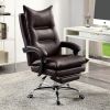 Contemporary Office Chair Upholstered 1pc Comfort Adjustable Chair Relax Office Chair Work Brown Leatherette Padded Armrests