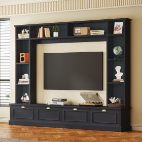 ON-TREND Large Wall Unit Entertainment Center with Bookshelves for TVs Up to 78'', Modern TV Console with Cabinets and Open Shelves