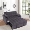 Modern Velvet Loveseat Futon Sofa Couch w/Pullout Bed,Small Love Seat Lounge Sofa with adjustable Reclining Backrest,Toss Pillows, Pockets