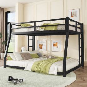 Metal Full XL over Queen Bunk Bed for Teens and Adults,Space-Saving/Noise Reduced/No Box Spring Needed, Black