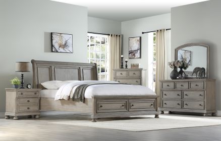 Antique Gray Queen Storage Bed