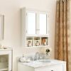 Bathroom Storage Cabinet, Medicine Cabinets for Bathroom with Mirror, 2 Doors 2 Adjustable Shelf + 3 Christmas Style Storage Basket