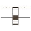 Plego 69"W - 118"W Drawers Closet System, Five Shelves, Four Hanging Rods, Three Drawers -Dark Walnut