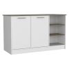 Ginger Kitchen Island, Three Open Shelves, Two Cabinets -White / Dark Brown