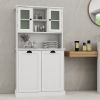 Two-Compartment Tilt-Out Dirty Laundry Basket Tall Bathroom Cabinet with 2 Adjustable Shelves-White