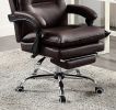 Contemporary Office Chair Upholstered 1pc Comfort Adjustable Chair Relax Office Chair Work Brown Leatherette Padded Armrests