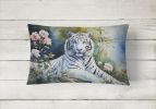 NEW Watercolor Wildlife Throw Pillow Throw Pillow for Indoor Couch Bed Outdoor Patio Washable, Tiger White 3001,12Hx16W