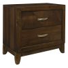 Modern Bedroom Walnut Finish 1pc Nightstand of 2 Drawers Decorative Angled Front Satin Brass Tone Handles Wooden Furniture Bedside Cabinet