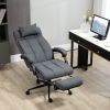 Executive Linen-Feel Fabric Office Chair High Back Swivel Task Chair with Adjustable Height Upholstered Retractable Footrest