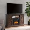 Farmhouse Classic Media TV Stand Antique Entertainment Console for TV up to 50" with 18" Electric Fireplace Insert with Open and Closed Storage Space