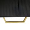 TREXM Modern sideboard with Four Doors, Metal handles & Legs and Adjustable Shelves Kitchen Cabinet (Black)