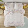 Floral Reversible Cotton Duvet Cover Set with Throw Pillow