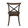 Dark Oak and Black Side Chair with X Shape Back (Set of 2)