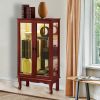 Curio Cabinet Lighted Curio Diapaly Cabinet with Adjustable Shelves and Mirrored Back Panel, Tempered Glass Doors (Cherry, 3 Tier)