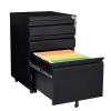 3-Drawer Mobile File Cabinet with Lock, Office Storage Filing Cabinet for Legal/Letter Size, Pre-Assembled Metal File Cabinet Except Wheels Under Desk