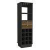 Classic Bar Cabinet, Two Drawers, Twelve Built-in Wine Rack-Black / Walnut