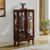 Curio Cabinet Lighted Curio Diapaly Cabinet with Adjustable Shelves and Mirrored Back Panel, Tempered Glass Doors (Cherry, 3 Tier)