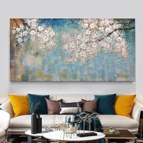 Oil Painting Hand Painted Horizontal Abstract Floral / Botanical Modern luxurious family corridor living room bedroom decoration painting (size: 60X120cm)