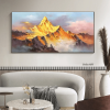 Gold Mountain Oil Painting on Canvas Original Blue Sky Painting Gold Wall Art Abstract Landscape Decor Wall Art Home Decor