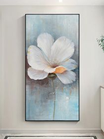 White flower thick large size square picture oil canvas painting abstract sitting room dining-room wall no framework (size: 100x200cm)