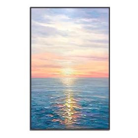 Hand Painted Abstract Oil Painting Wall Art Seascape Picture Minimalist Modern On Canvas Decorative For Living Room No Frame (size: 50x70cm)