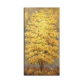 Palette Knife Money Tree 100% Hand Painted Modern Abstract Oil Painting on Canvas Wall Art for Living Room Home Decor No Frame (size: 50x100cm)