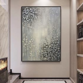 Hand Painted Abstract Oil Painting White Texture On Canvas Abstract Wall Art Picture Living Room Bedroom Wall Decor Unframed (size: 100x150cm)