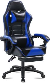 Ergonomic Gaming Chair for Adults, Comfortable Computer Chair for Heavy People, Adjustable Height Office Desk Chair with Wheels (Color: Blue)