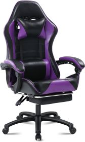 Ergonomic Gaming Chair for Adults, Comfortable Computer Chair for Heavy People, Adjustable Height Office Desk Chair with Wheels (Color: Purple)