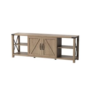 WESOME 68" TV Stand Wood Metal TV Console Industrial Entertainment Center Farmhouse With Storage Cabinets and Shelves, Multiple Color Options (Color: Tobacco Wood)