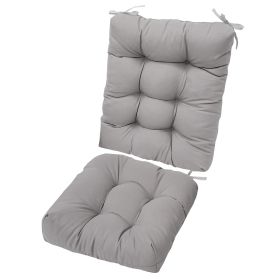 Rocking Chair Cushion 2 Pieces Back Seat Sets with Non-Slip Ties Polyester Fiber Filling Comfortable for Indoor Home Office Car (Color: Grey)