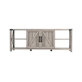 WESOME 68" TV Stand Wood Metal TV Console Industrial Entertainment Center Farmhouse With Storage Cabinets and Shelves, Multiple Color Options (Color: Grey Walnut)