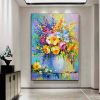 Oil Painting Hand Painted Vertical Abstract Floral / Botanical Modern Luxurious corridor living room bedroom decoration painting